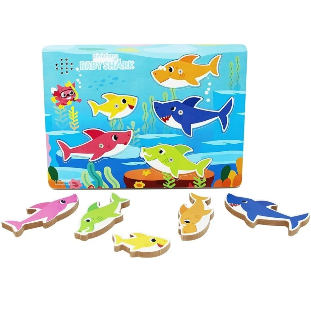 🌟Pinkfong Baby Shark Sound Wooden Puzzle, 5 Pieces
